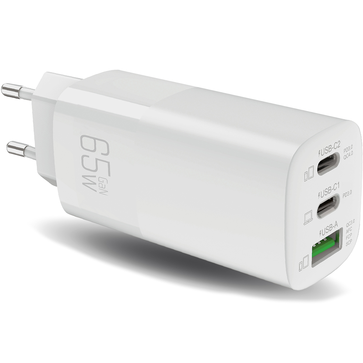 Сетевое зарядное устройство Dorten 3-Port USB Smart ID 65W GaN Power Adapter белый DN207100 - фото 3