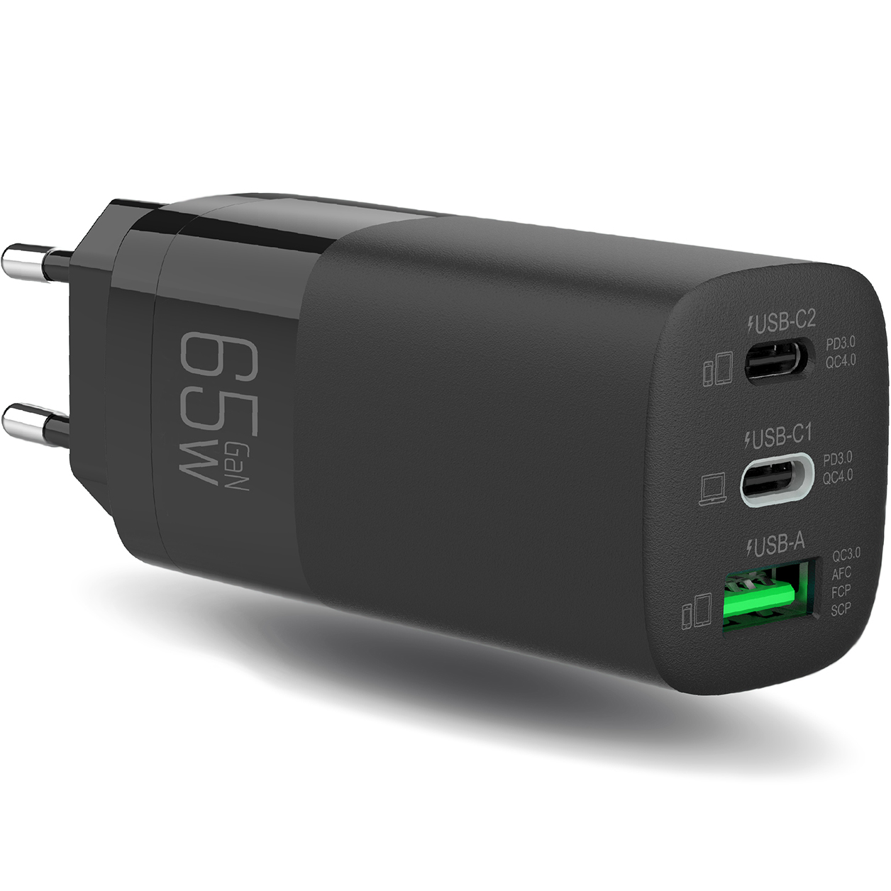 Сетевое зарядное устройство Dorten 3-Port USB Smart ID 65W GaN Power Adapter черный DN207101 - фото 3