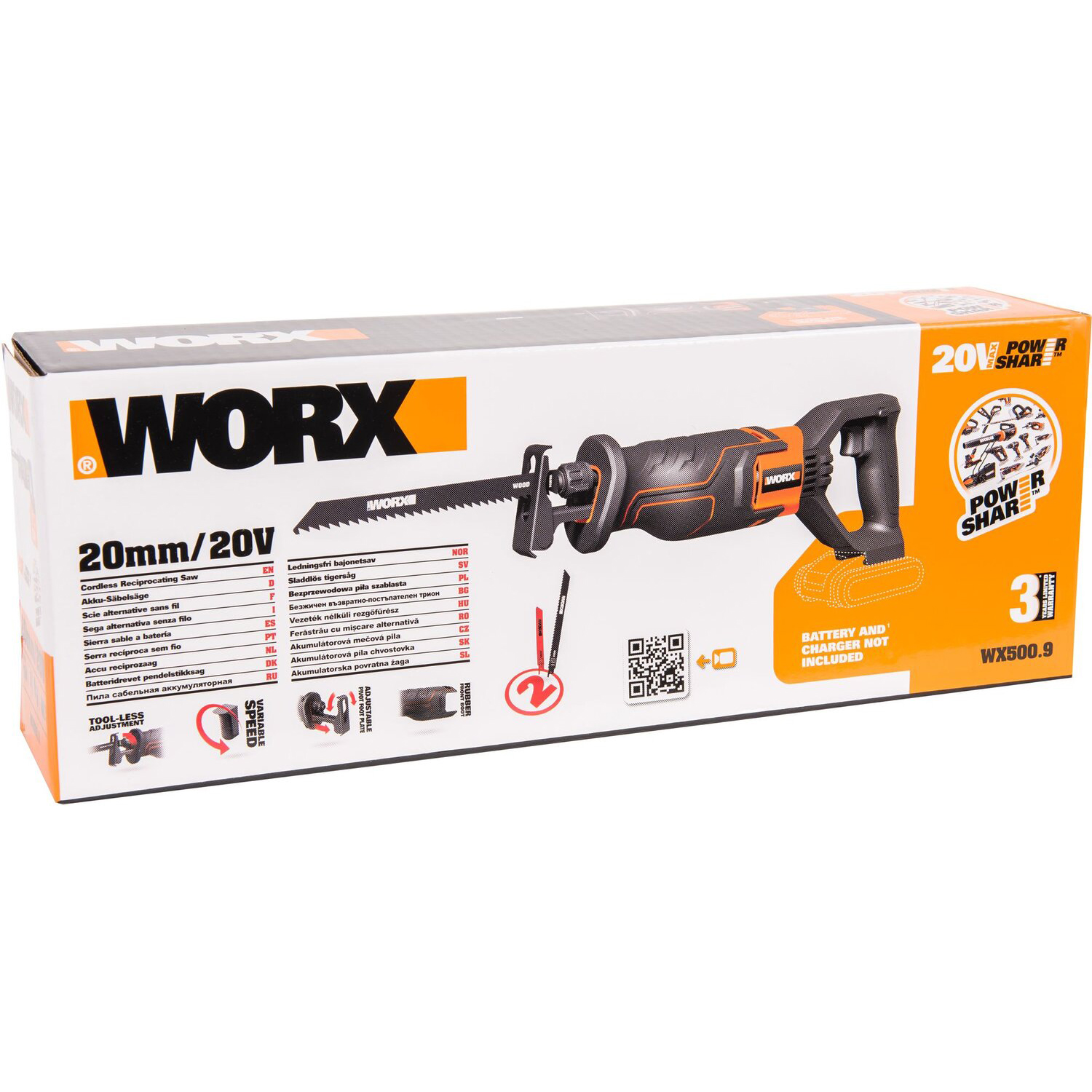 фото Сабельная пила worx wx500.9 без акб и зу