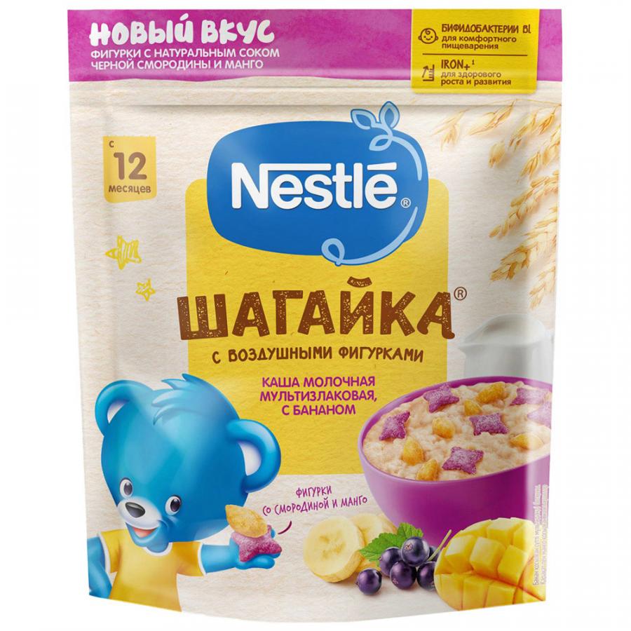 

Каша мультизлаковая Nestle Шагайка с бананом, смородиной и манго, с 12 месяцев, 190 г