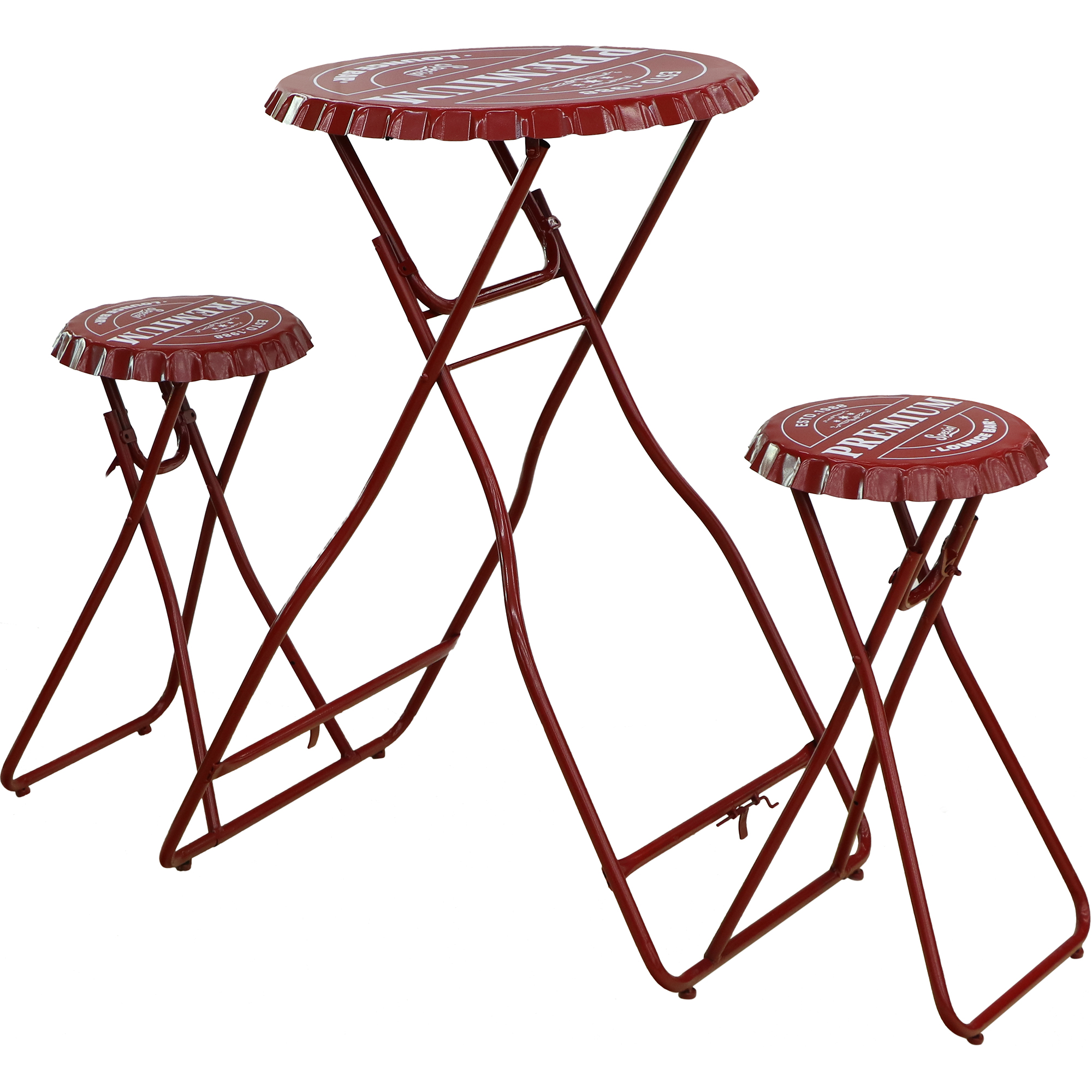 Мебель Koopman furniture пивная пробка 2 табурета и стол, цвет красный, размер 60х60х100 см - фото 1