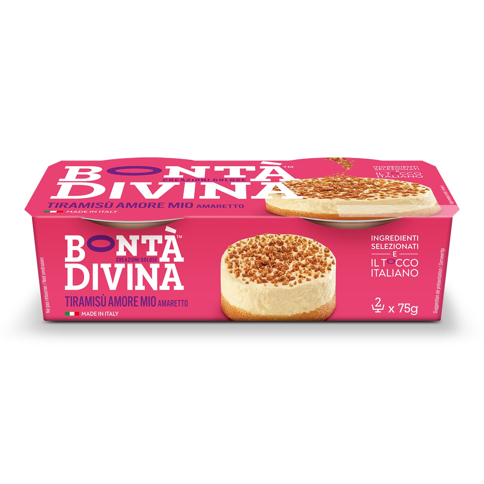 фото Десерт bonta divina тирамису со вкусом амаретто, 2 шт х 75 г