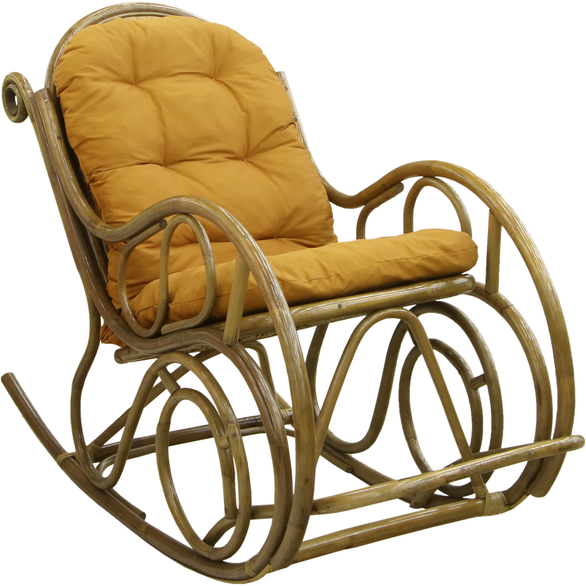 Кресло-качалка Rattan grand Medium Brown с подушками, цвет светло-коричневый - фото 1