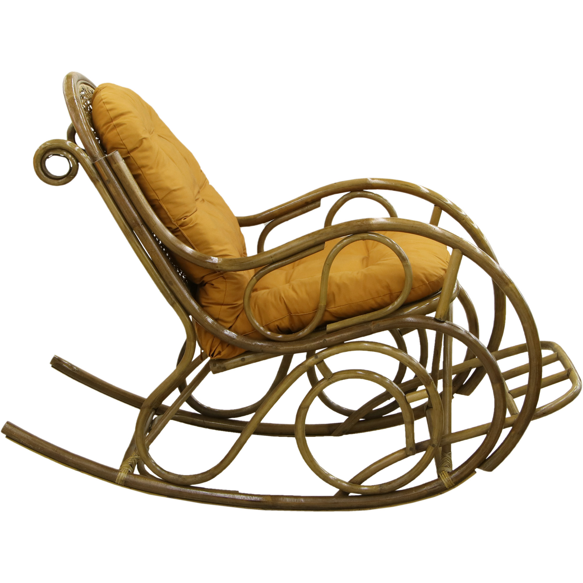 Кресло-качалка Rattan grand Medium Brown с подушками, цвет светло-коричневый - фото 3