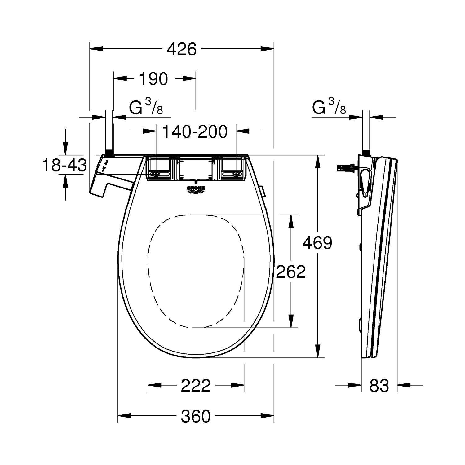 фото Сиденье-биде grohe bau ручное управление