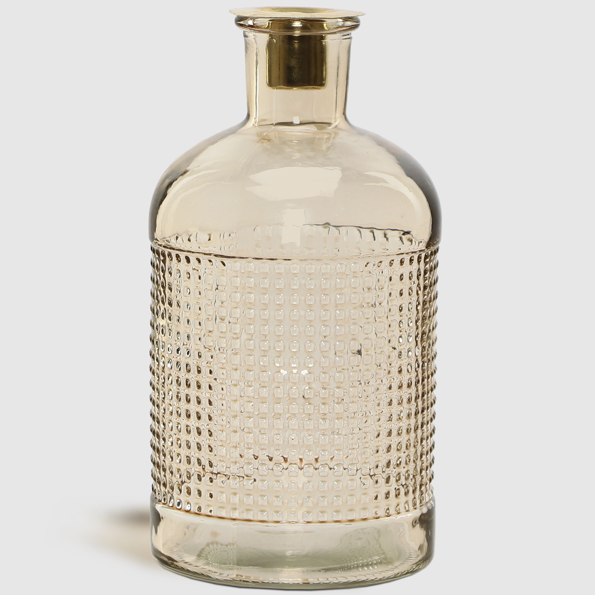 Подсвечник-бутылка Kaemingk обиход стеклянный 11х10х20 см, цвет золотой - фото 1