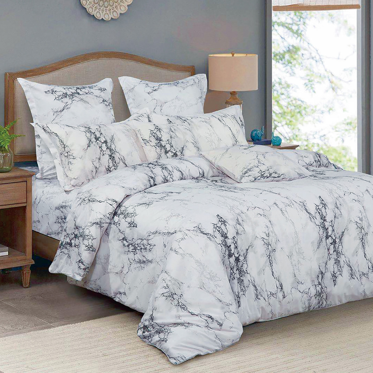 фото Комплект постельного белья sanpa амбра белый с серым двуспальный
