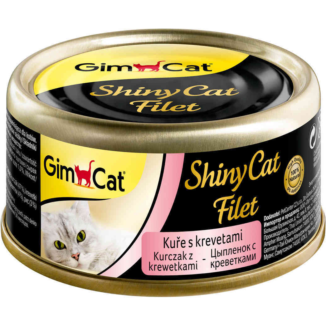 Корм для кошек GimCat ShinyCat Filet Цыпленок с креветками 70 г