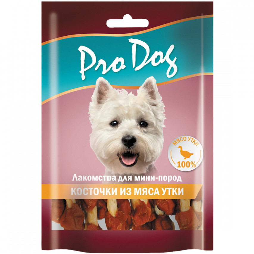 фото Лакомство для собак pro dog косточки из мяса утки для мини-пород 55 г