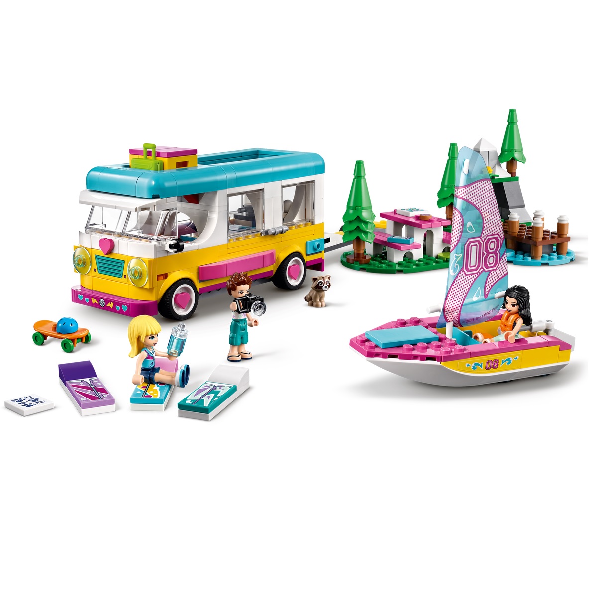 фото Игрушка lego лесной дом на колесах и парусная лодка