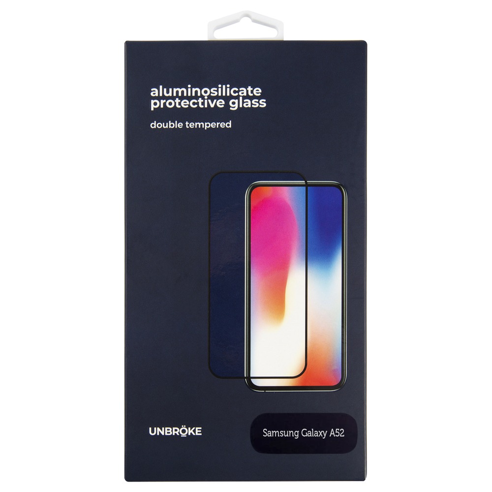 Защитное стекло UNBROKE для Samsung Galaxy A52, чёрная рамка, цвет черный