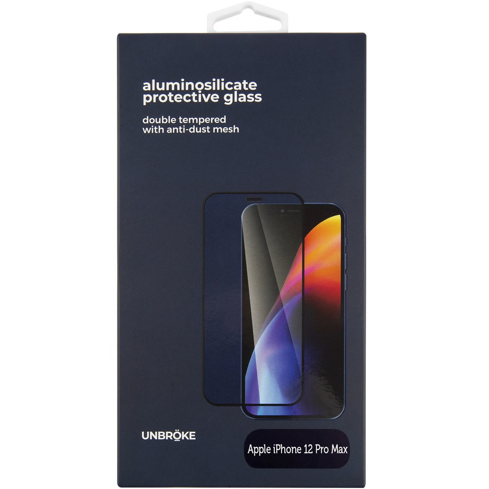 Защитное стекло UNBROKE для Apple iPhone 12 Pro Max, чёрная рамка, цвет черный