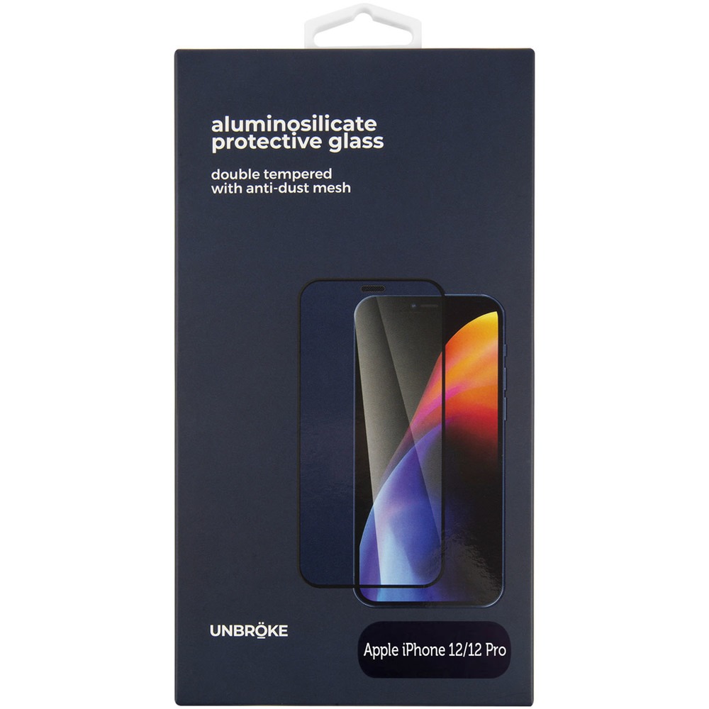 Защитное стекло UNBROKE Apple iPhone 12/12 Pro, чёрная рамка, цвет черный