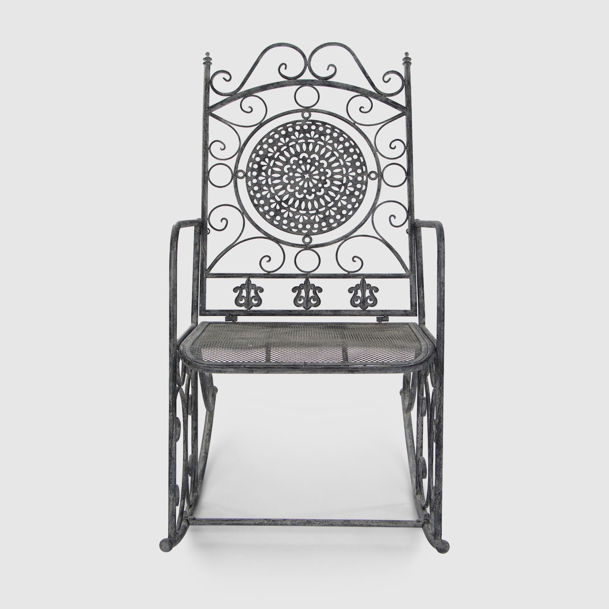 Кресло-качалка Anxi jiacheng металлическая серая 56x97x107 см, цвет серый - фото 2