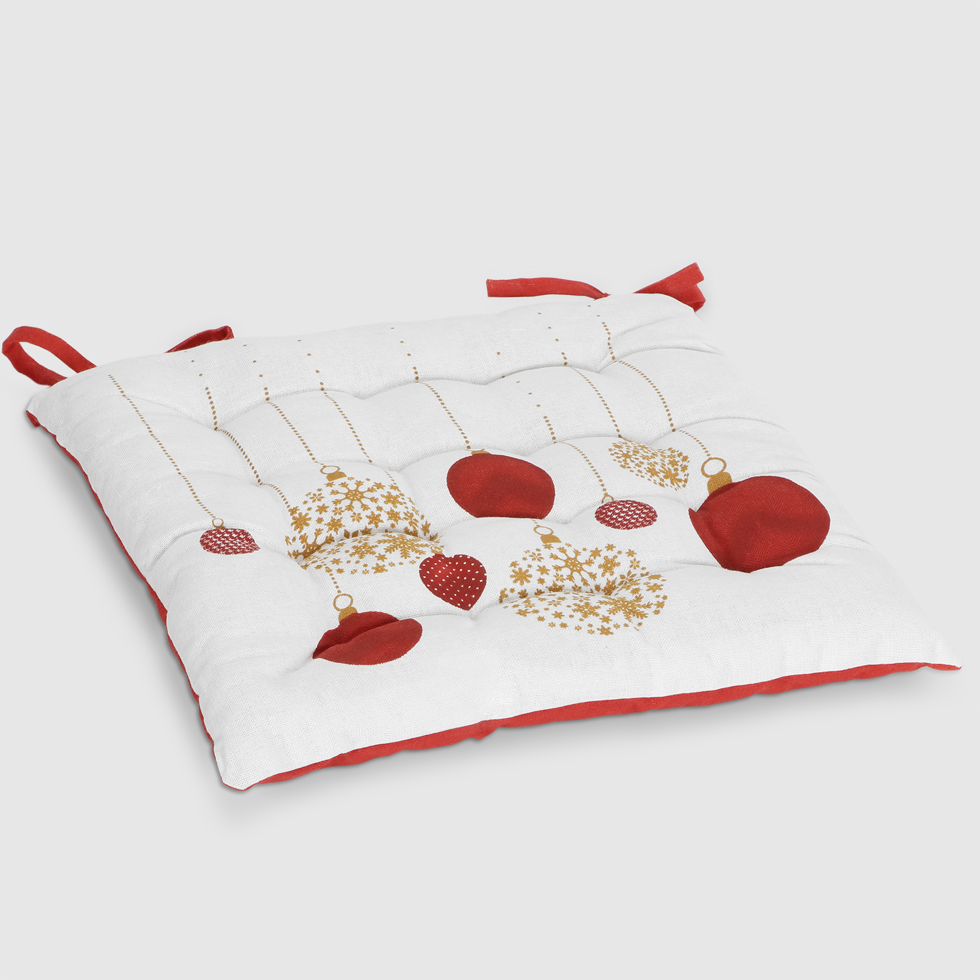 фото Декоративная подушка для стула mercury noel белая с красным и золотым 40х40 см
