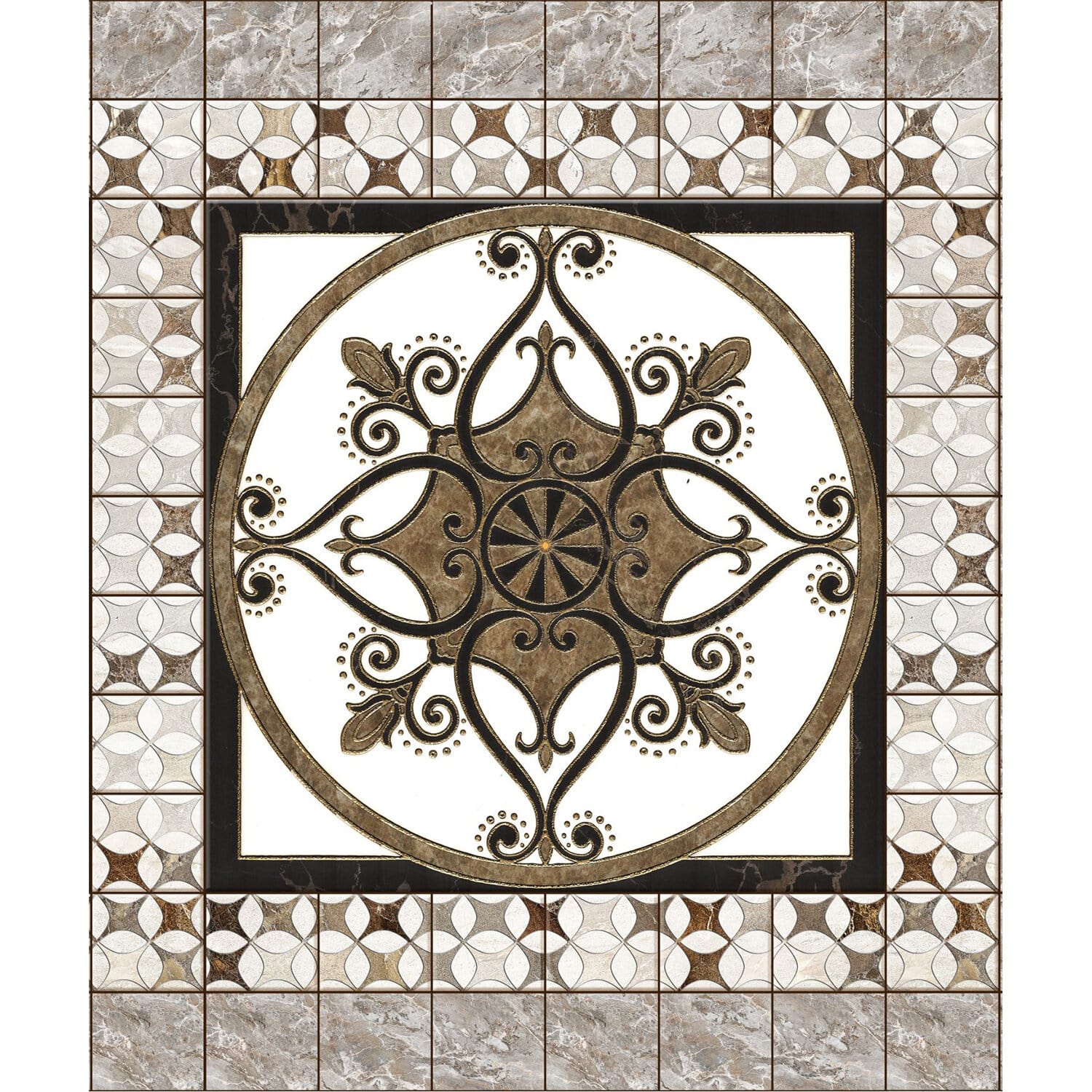 фото Ламинат novita 3d мраморная мозаика 1800x1496x4,2 мм