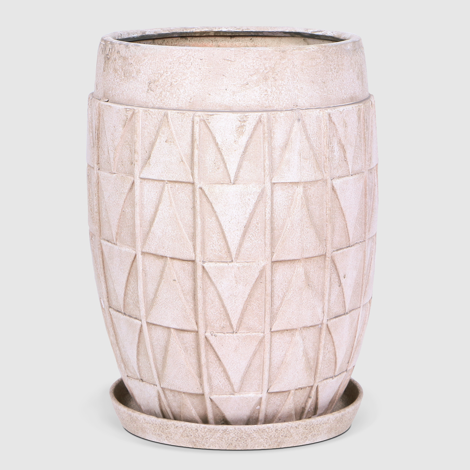 Горшок керамический Qianjin для цветов серый/бежевый 39,5 см с поддоном
