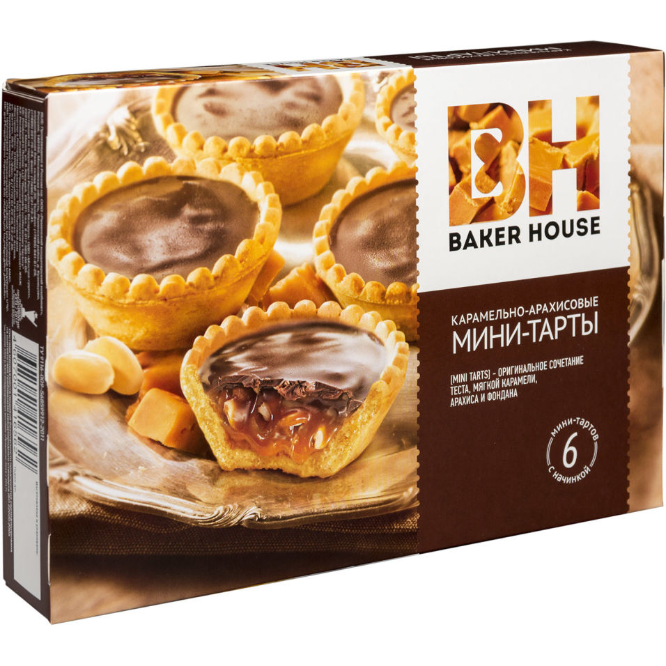 Мини-тарты Baker House с карамельно-арахисовой начинкой, 240 г пирог baker house каталонский