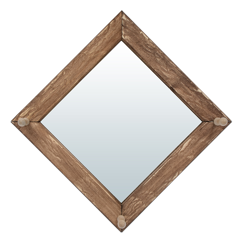 фото Зеркало банные штучки с вешалкой, состаренное, 30x30 см, 3 рожка, липа,