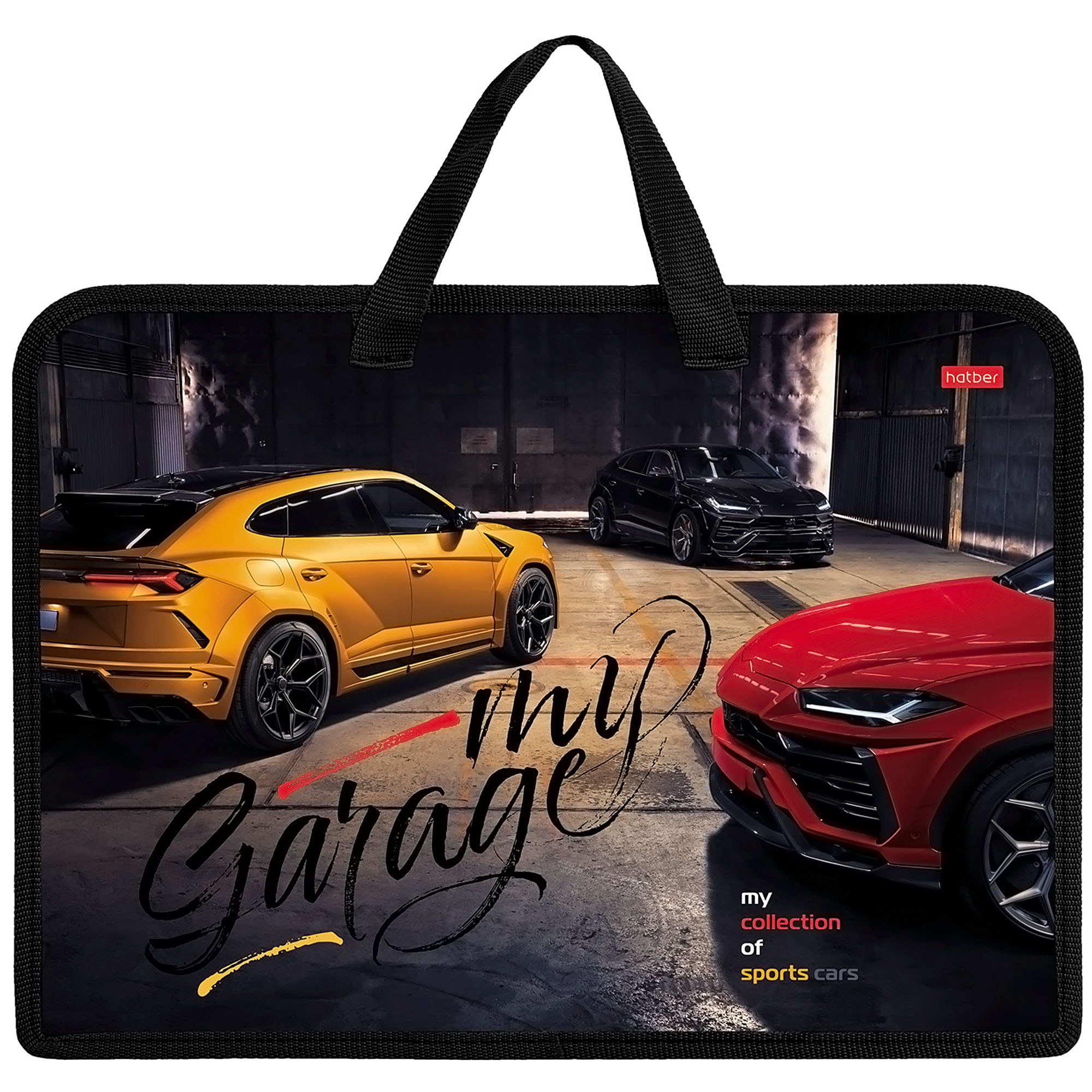 

Папка для тетрадей Hatber автопанорама пластиковая А4ф 1 отдел с ручками на молнии 24,5х34х3,5 см