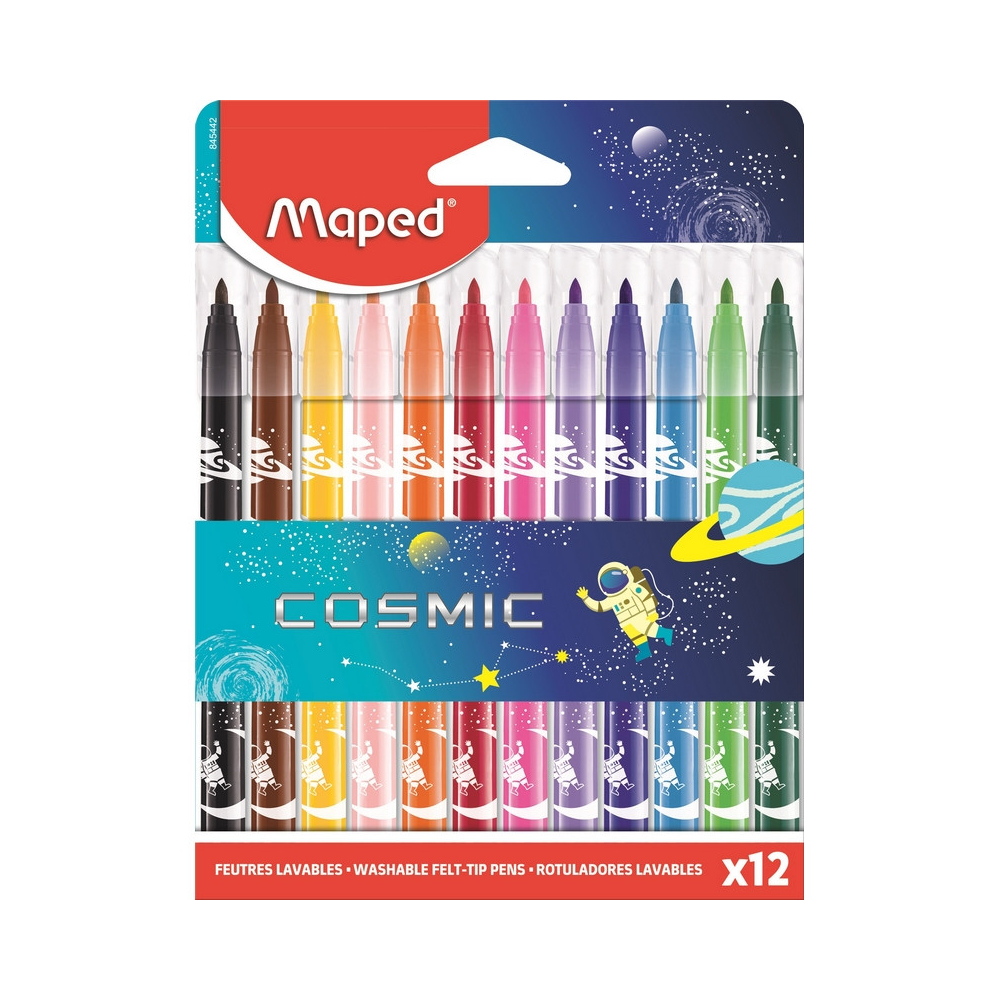 Фломастеры Maped Colorpeps jungle cosmic смываемые 12 цветов