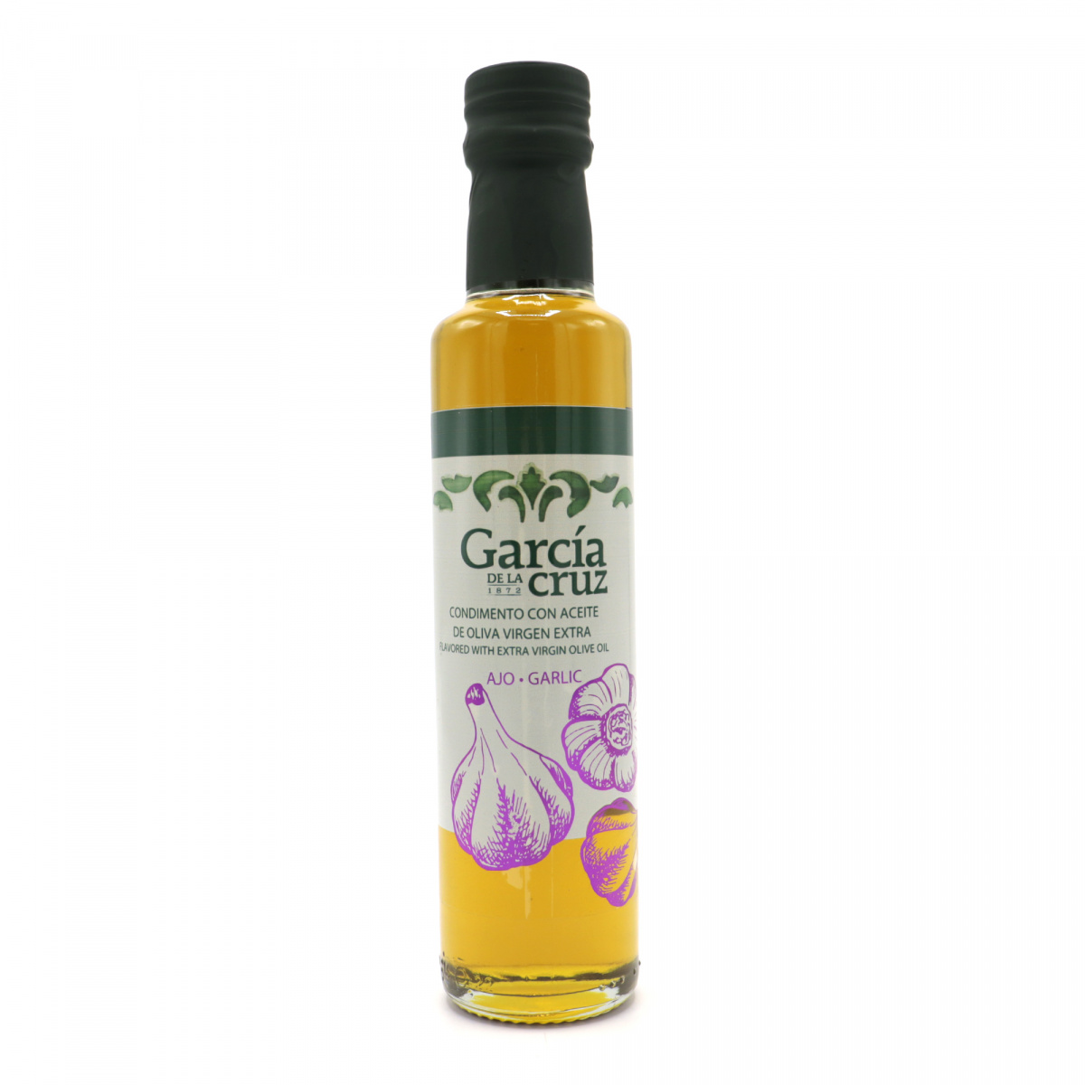 Масло оливковое Garcia De La Cruz Extra Virgin нерафинированное с ароматом чеснока, 250 мл