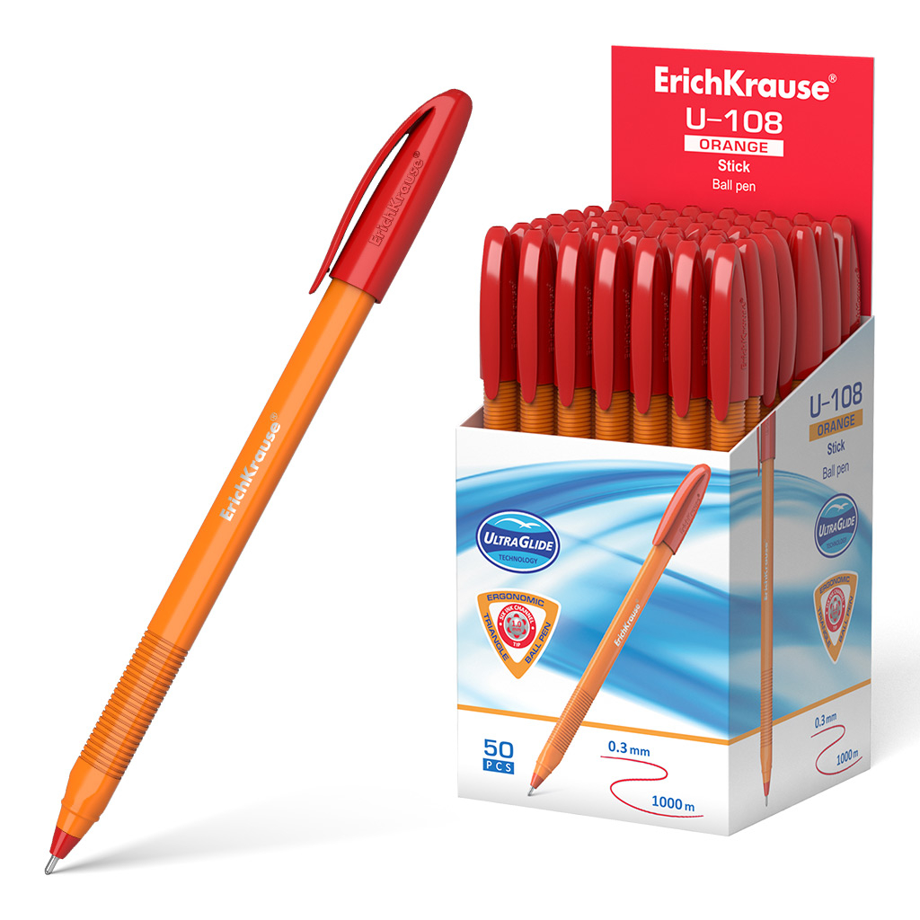 

Ручка шариковая Erich Krause U-108 Orange Stick 1.0 красная, Красный;оранжевый