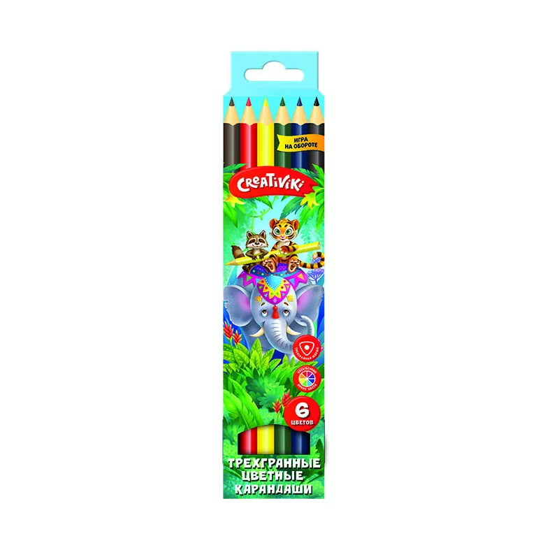 Набор цветнных карандашей Creativiki 6 цветов
