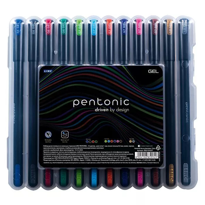 

Набор гелевых ручек Linc Pentonic 0,6мм 12 шт, Мультиколор