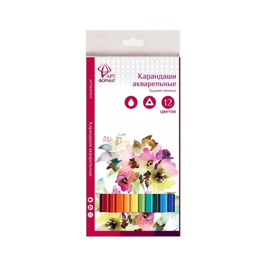 фото Набор карандашей артформат акварельные 12 цветов