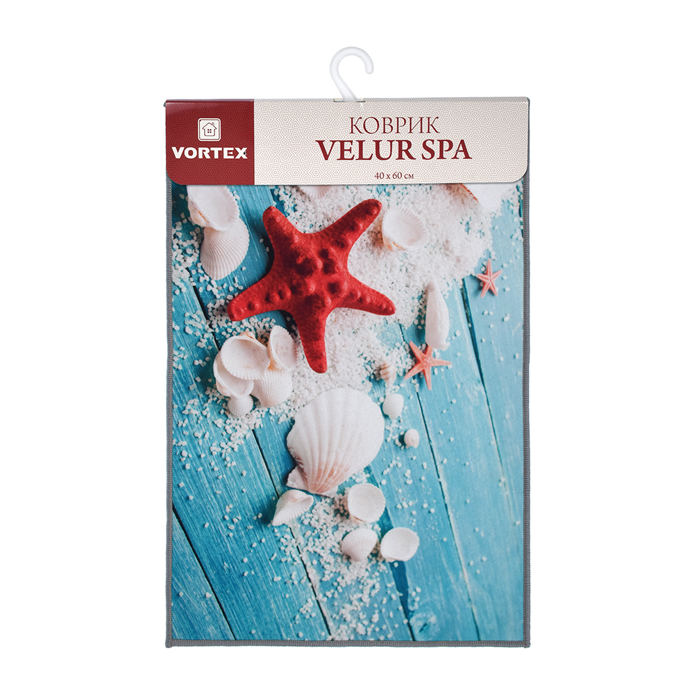 фото Коврик для ванной влаговпитывающий vortex velur spa морская звезда разноцветный 40х60 см