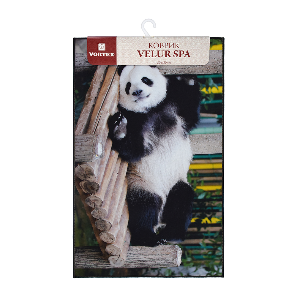 фото Коврик для ванной влаговпитывающий vortex velur spa панда разноцветный 50х80 см
