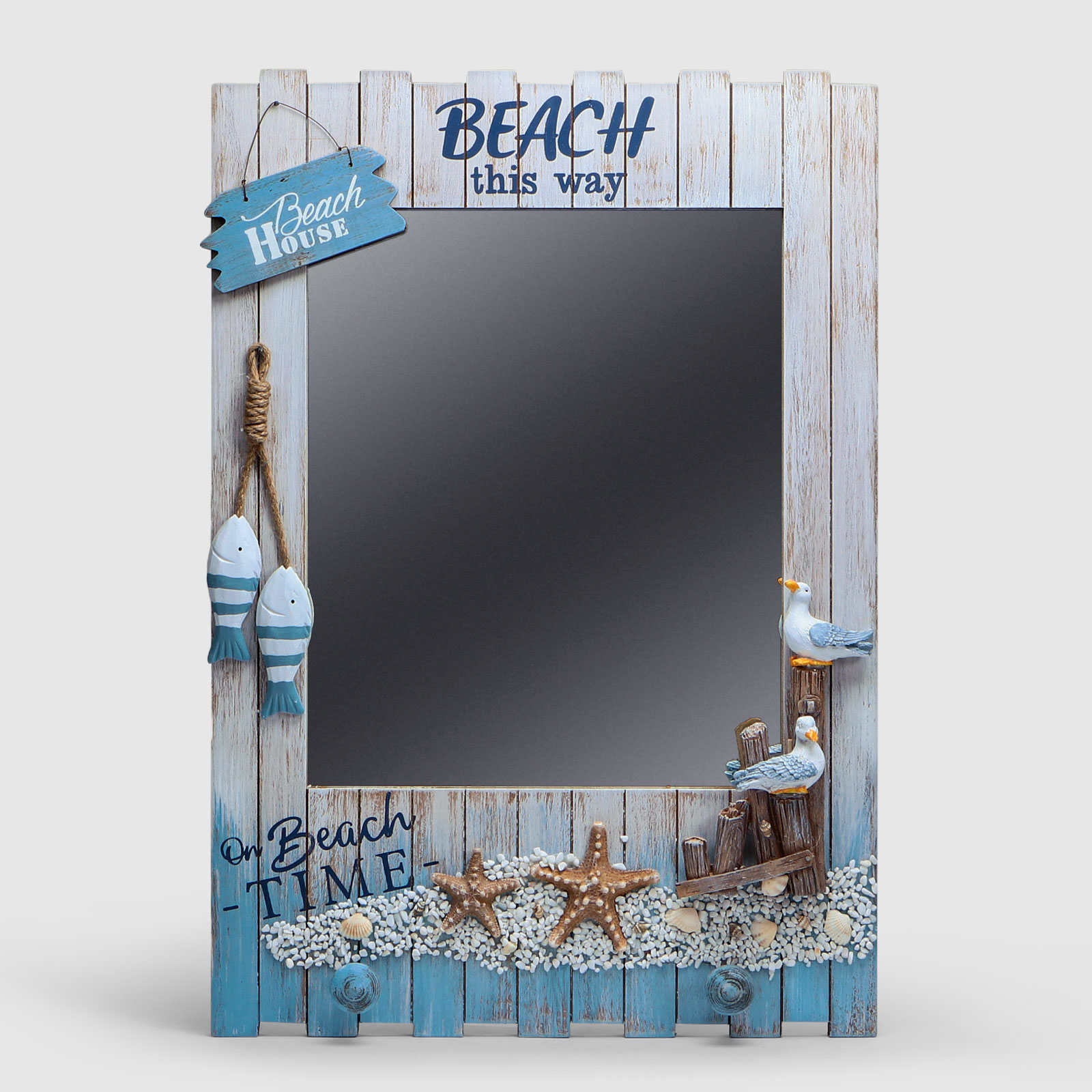 Зеркало Liansheng beach this way, бело-голубое, 48x8x71 см
