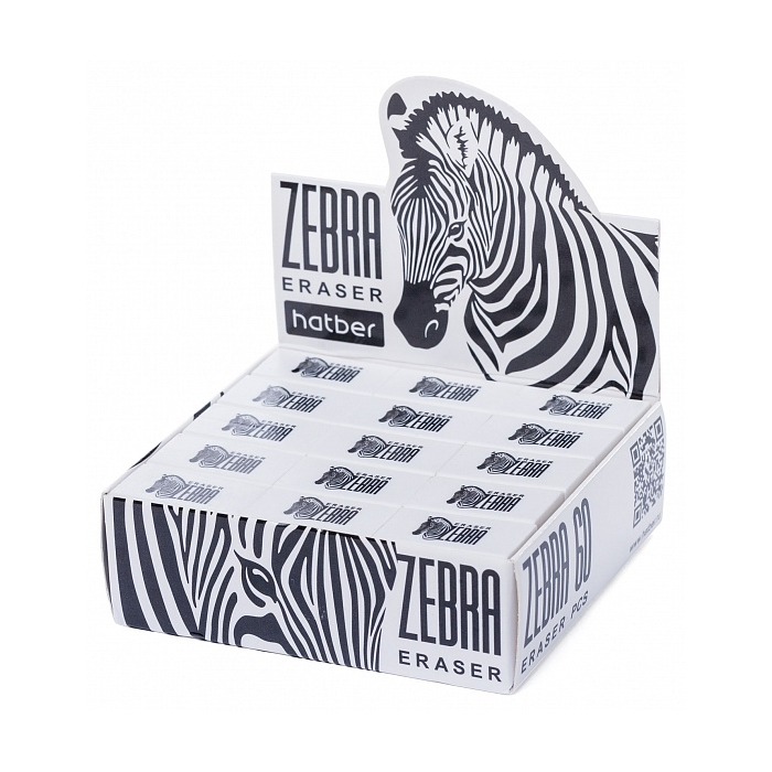 

Ластик Hatber Zebra 60 шт, Белый;черный