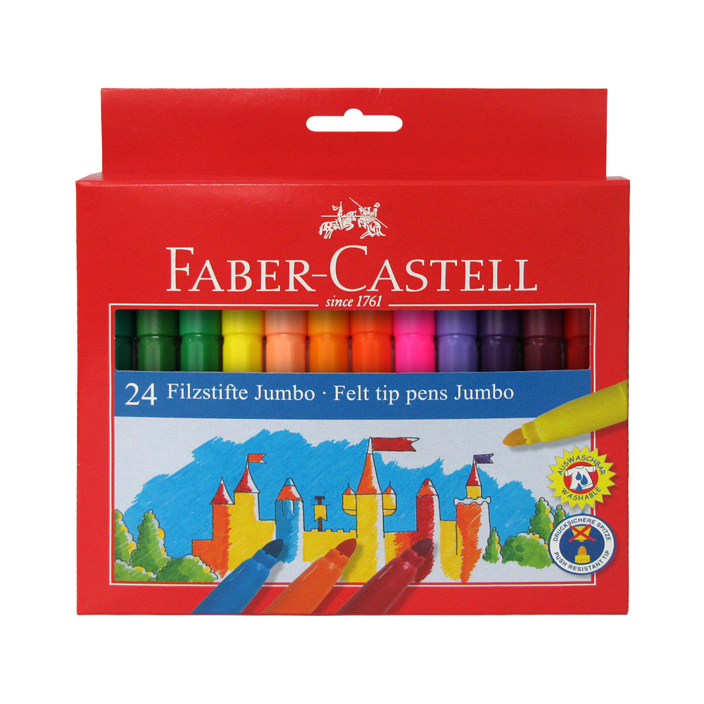 фото Фломастеры faber-castell jumbo замок смываемые 24 цвета