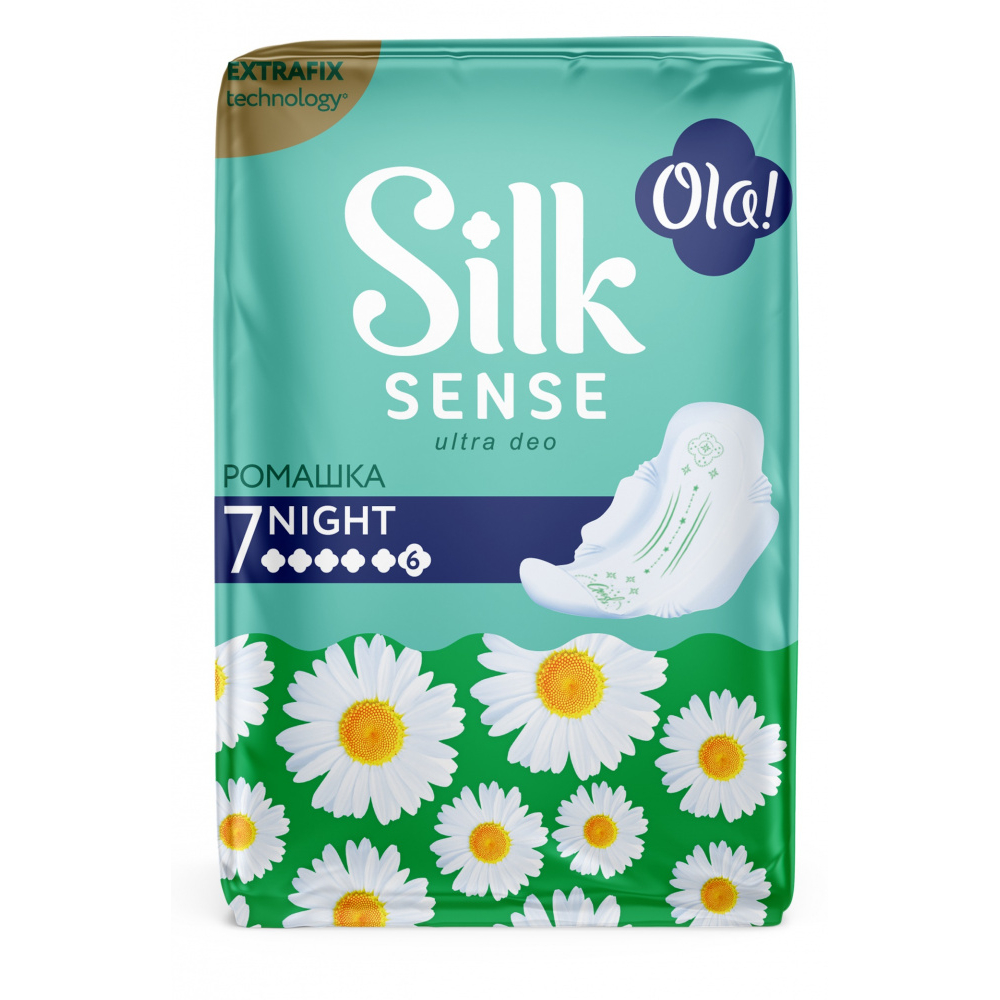 Прокладки Ola! Classic Silk Sense Ultra Deo Ромашка Night 7 шт