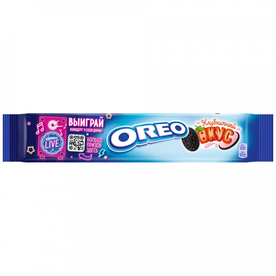 фото Печенье oreo с какао и начинкой со вкусом клубники, 95 г