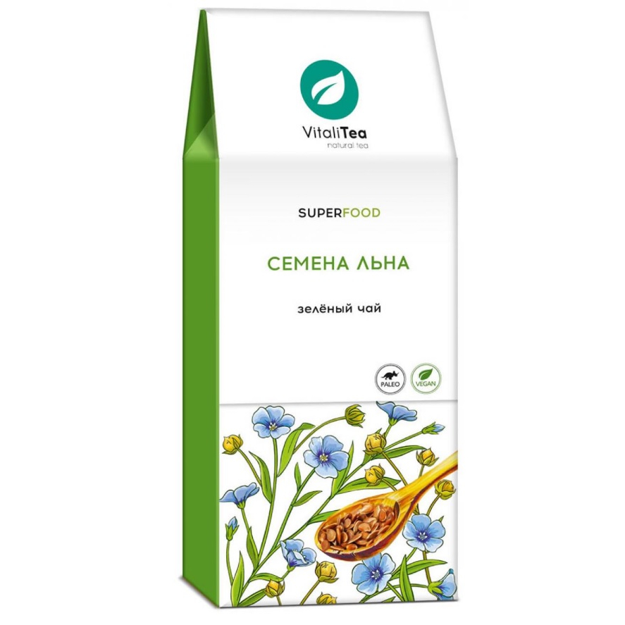 Чай зеленый VitaliTea с семенами льна, 100 г