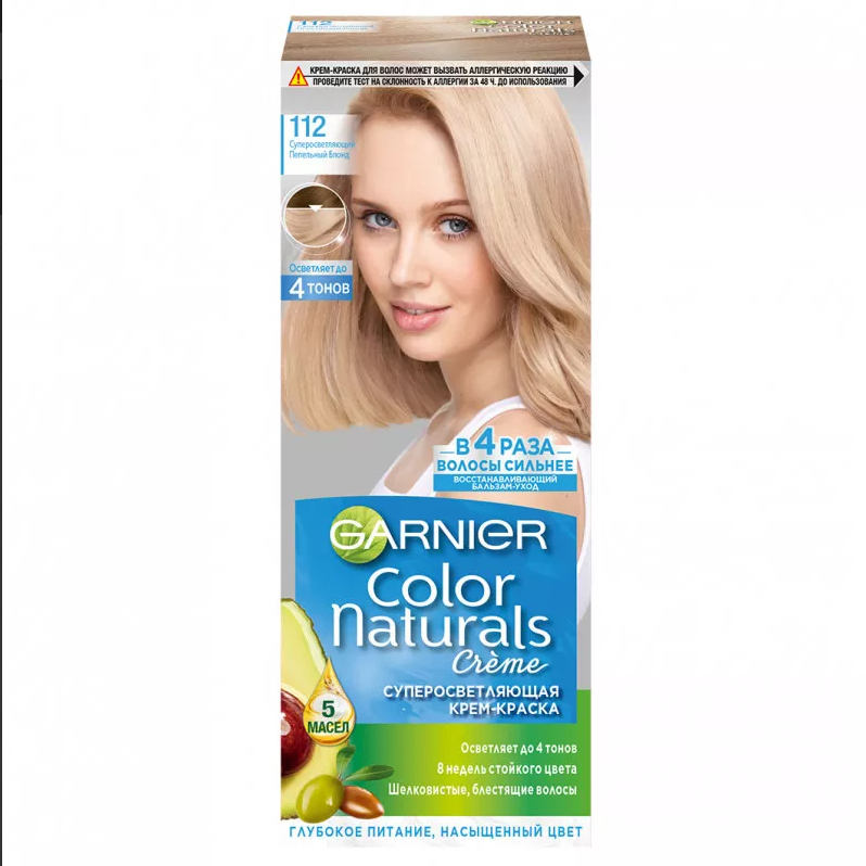 фото Крем-краска для волос garnier color naturals 112 суперосветляющий пепельный блонд 110 мл