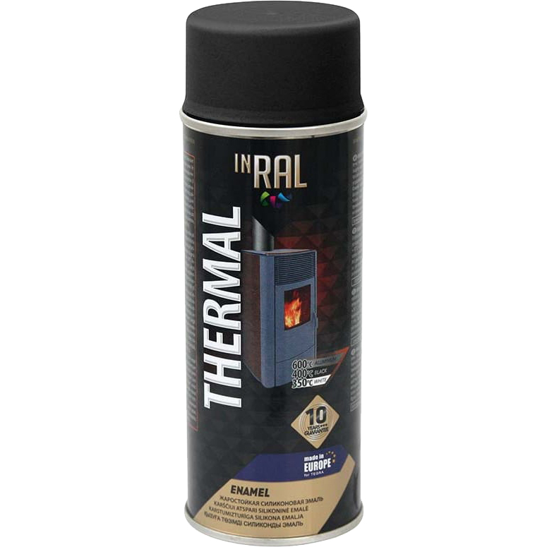 Эмаль аэрозольная INRAL Thermal жаростойкая Черная RAL9011 400 мл 26-7-4-003