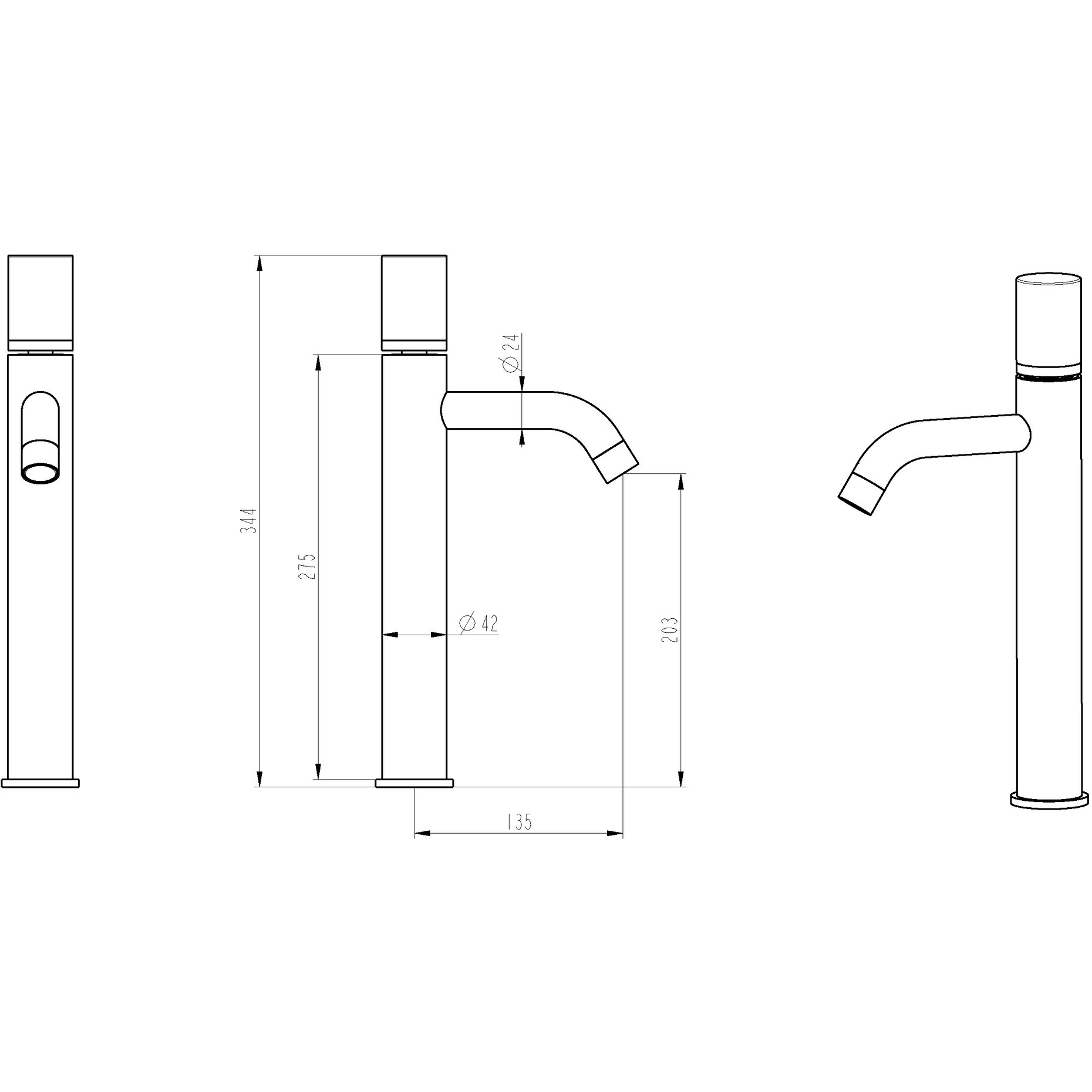 фото Смеситель для раковины boheme stick серебряный 4,5х17х33,1 см