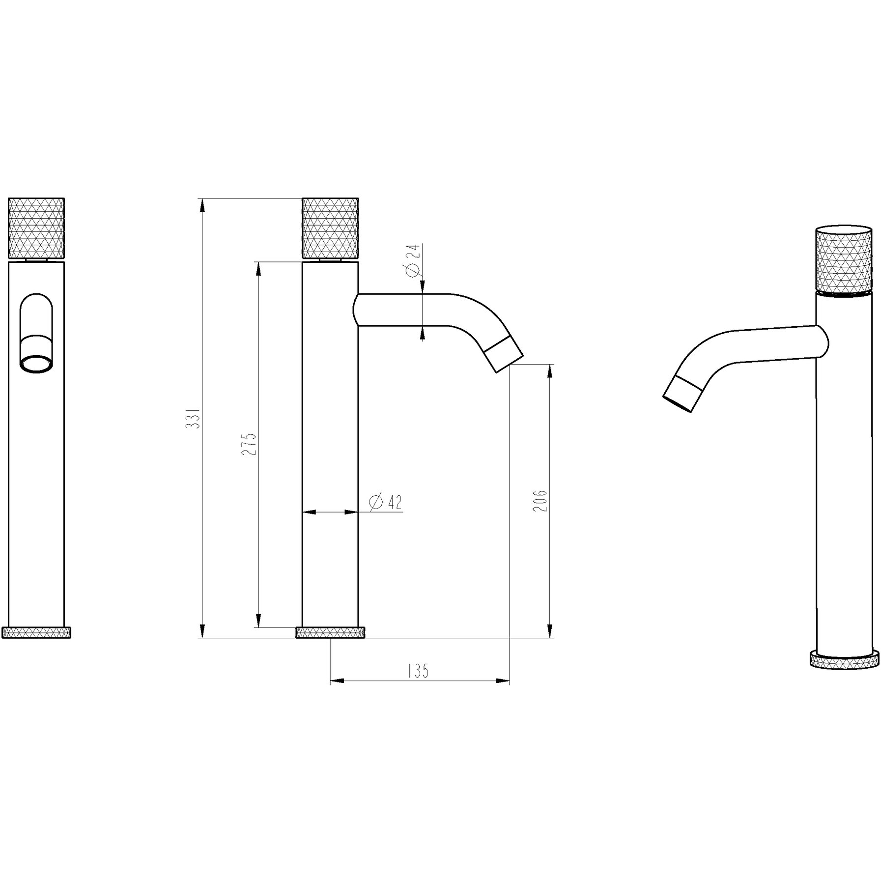 фото Смеситель для раковины boheme stick серебряный с золотым 4,5х17х33,1 см (122-crg.2)