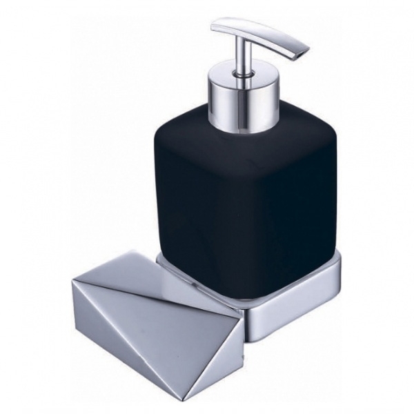 фото Дозатор для мыла boheme new venturo серебряный с чёрным 9,7х8,1х18,7 см