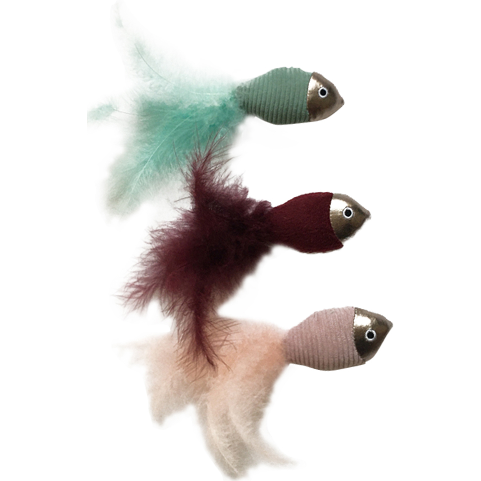 фото Набор игрушек для кошек chomper berry frost рыбки с перьями toy83997 3 шт