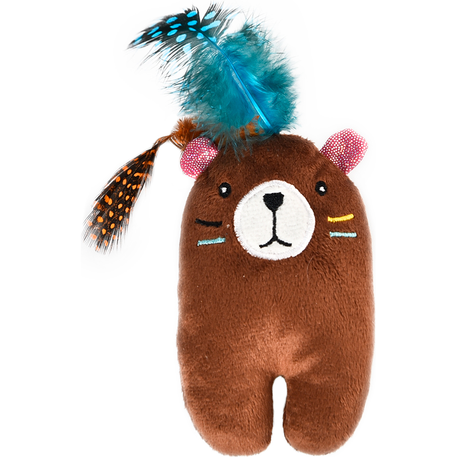 

Игрушка для кошек Foxie Boho Медведь с кошачьей мятой YT110389, Коричневый;синий