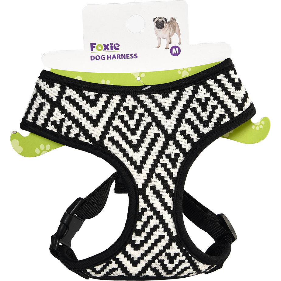 Шлейка для собак Foxie Black & White M YL109233-M черно-белая, цвет белый, размер для малых пород, для средних пород - фото 1
