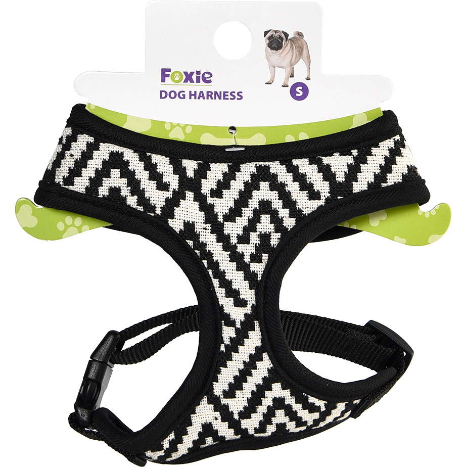 Шлейка для собак Foxie Black & White S YL109233-S черно-белая, цвет белый, размер для малых пород - фото 1
