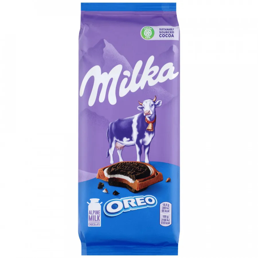 фото Шоколад молочный milka с круглым печеньем орео со вкусом ванили 92 г