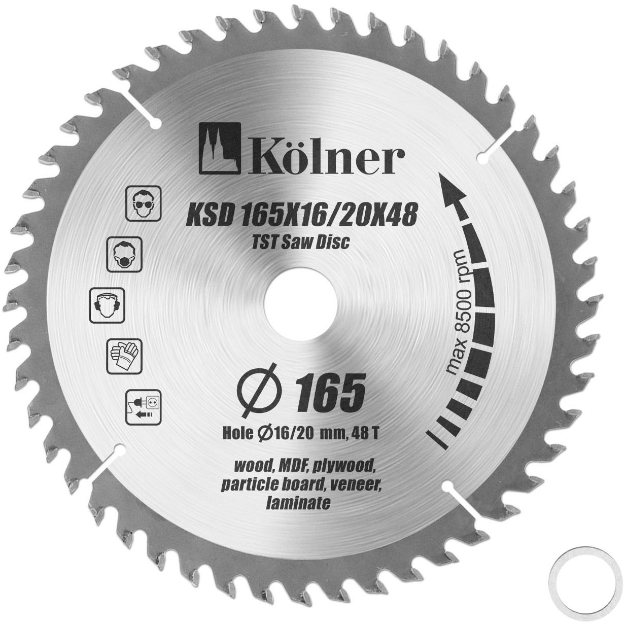 фото Пильный диск kolner ksd 165х16/20x48