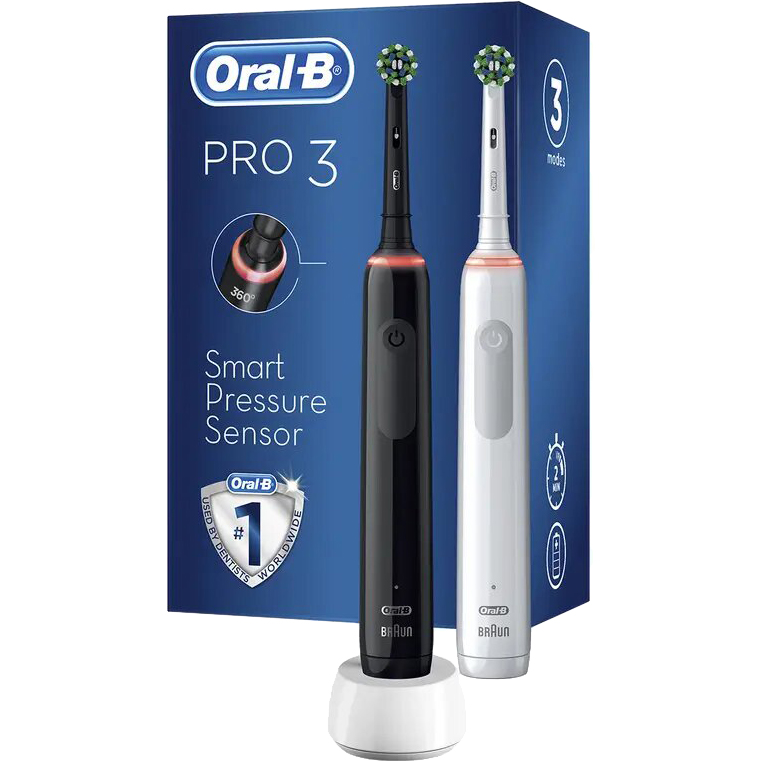 Электрическая зубная щетка Braun Oral-B Pro 3/D505.523.3H Black+White, цвет белый - фото 2